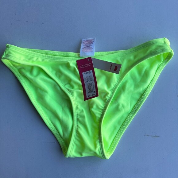 Xhilaration Juniors' High Leg Scoop Bikini Bottom Neon Lime Green Small - Picture 4 of 6